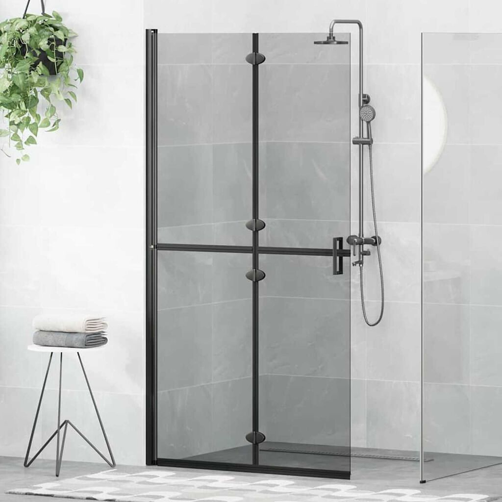 vidaXL Τοίχος ντους Walk-in Μαύρο και σκούρο διαφανές 100 x 190 cm