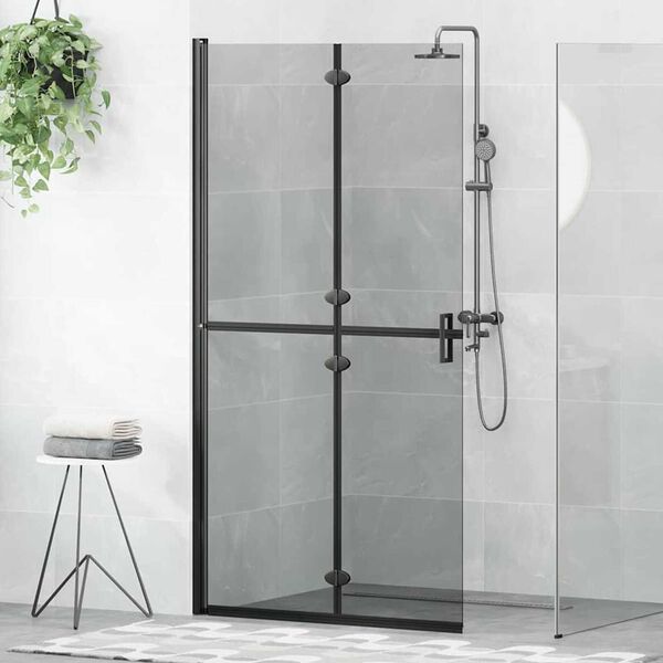 vidaXL Τοίχος ντους Walk-in Μαύρο και σκούρο διαφανές 100 x 190 cm