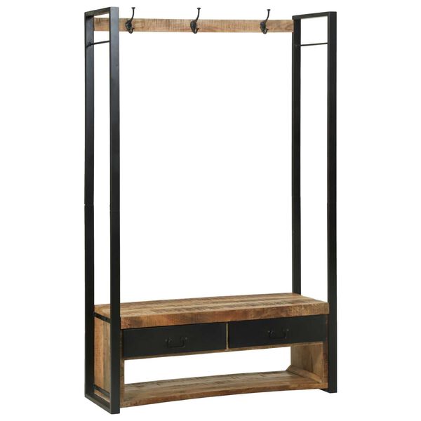 vidaXL Ράφι Ρούχων με γάντζους και ράφια 110x40x185 εκ. Μασίφ ξύλο μάνγκο