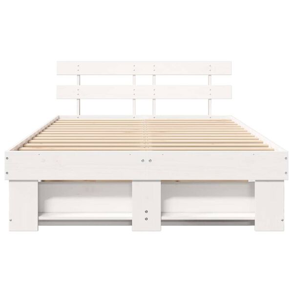 vidaXL Σκελετός Κρεβατιού Λευκό 120 x 200 cm Μασίφ ξύλο πεύκου