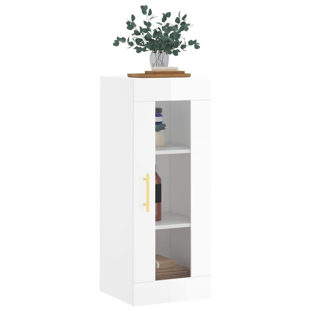 vidaXL Ντουλάπι Τοίχου Γυαλιστερό Λευκό 34,5 x 34 x 90 εκ.
