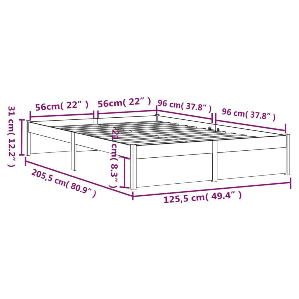vidaXL Σκελετός Κρεβατιού Χωρίς Στρώμα 120x200 εκ Μασίφ Ξύλο