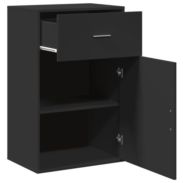 vidaXL Ραφιέρα με Ντουλάπια Μαύρο 56,5x39x90 εκ. Επεξεργασμένο Ξύλο