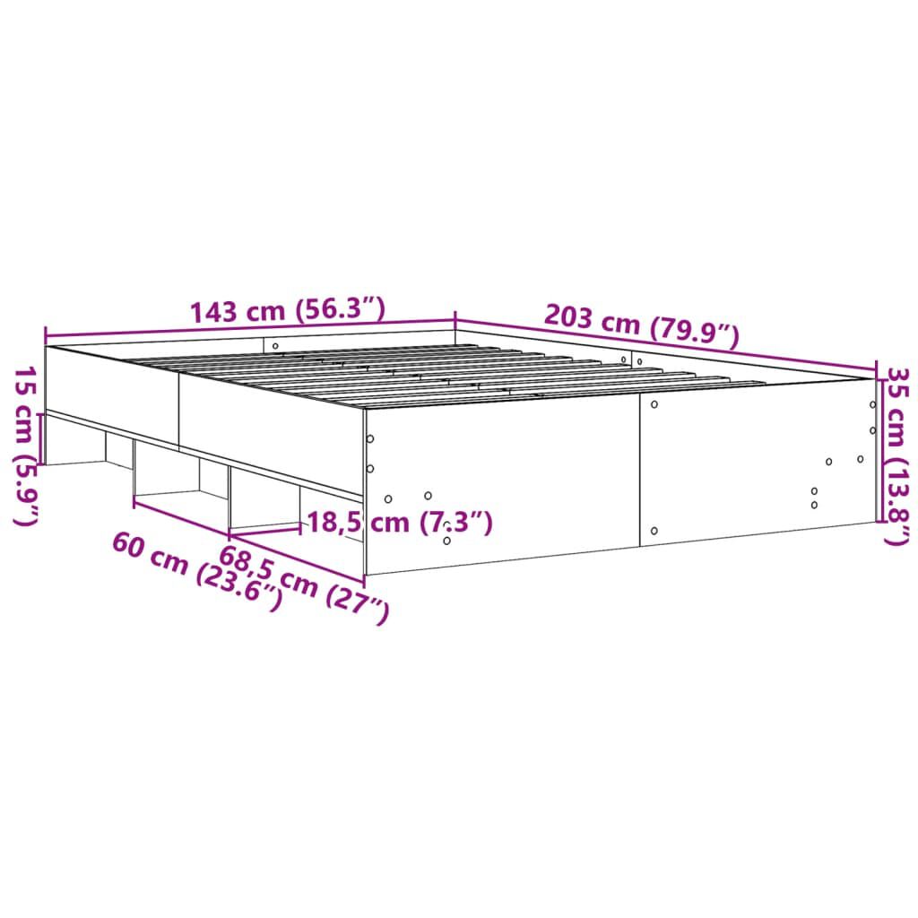vidaXL Πλαίσιο Κρεβατιού Μαύρο 140x200 εκ. Επεξεργ. Ξύλο