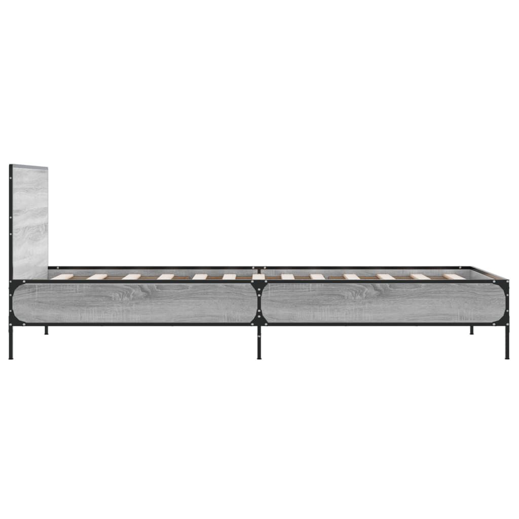 vidaXL Πλαίσιο Κρεβατιού Γκρι Sonoma 100x200 εκ. Επεξ. Ξύλο & Μέταλλο