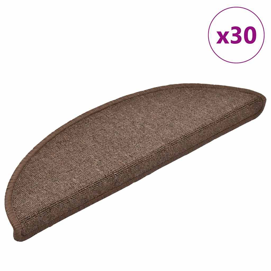 vidaXL Πατάκια για σκάλες 30 τεμάχια Καφέ καφέ 56x17x3 cm
