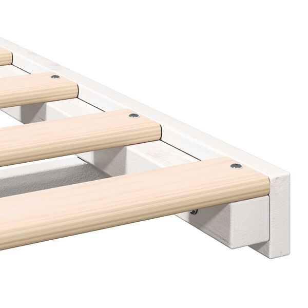vidaXL Κρεβάτι δαπέδου Λευκό 100 x 210 cm Μασίφ ξύλο πεύκου