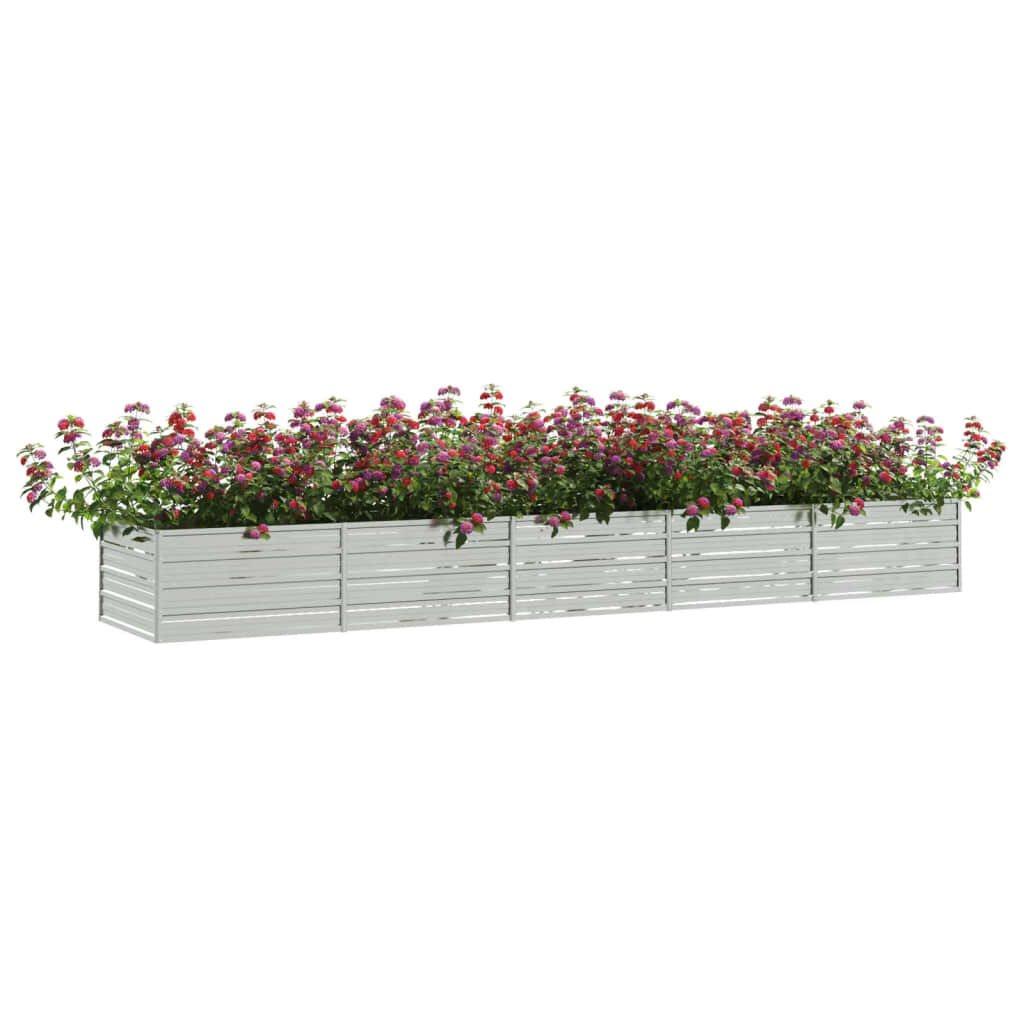 vidaXL Ζαρντινιέρα Υπερυψωμένη Ασημί 400x80x45 εκ. Γαλβανισμ. Χάλυβας