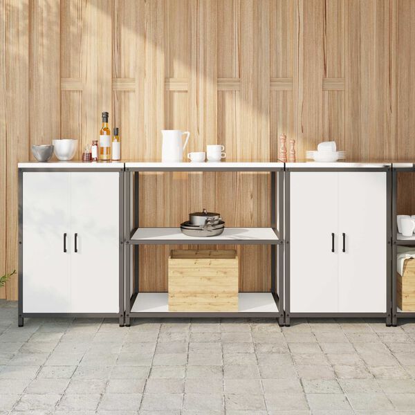 vidaXL Σετ Αποθήκευσης Κουζίνας με ράφι 3 pcs Λευκό 210 x 50 x 92 εκ
