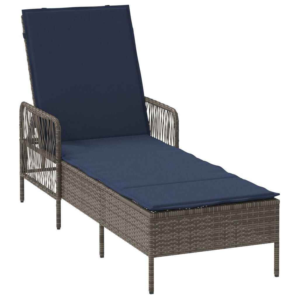 vidaXL Ξαπλώστρα με μαξιλάρι Γκρι 157 x 55 x 92 εκ. συνθετικό ρατάν