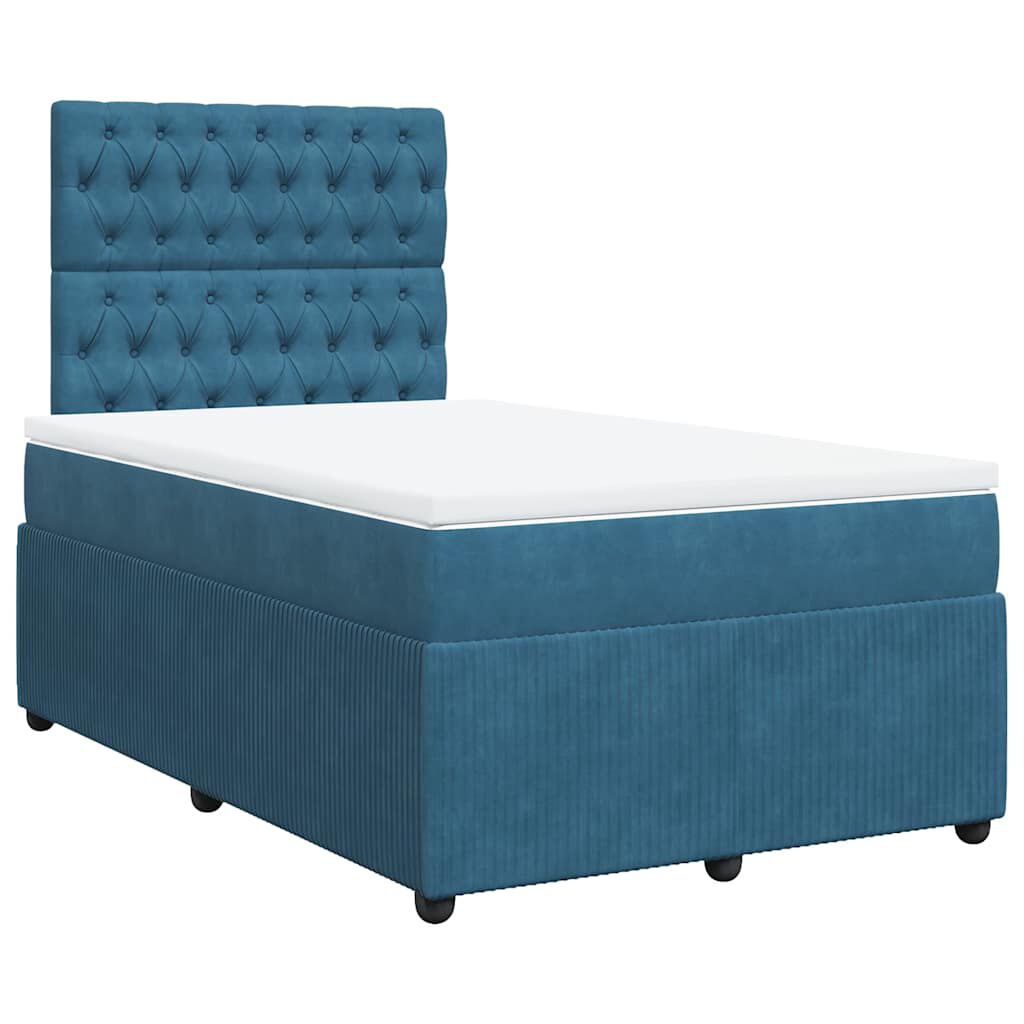 vidaXL Κρεβάτι Boxspring με Στρώμα Σκούρο Μπλε 120x200 εκ. Βελούδινο