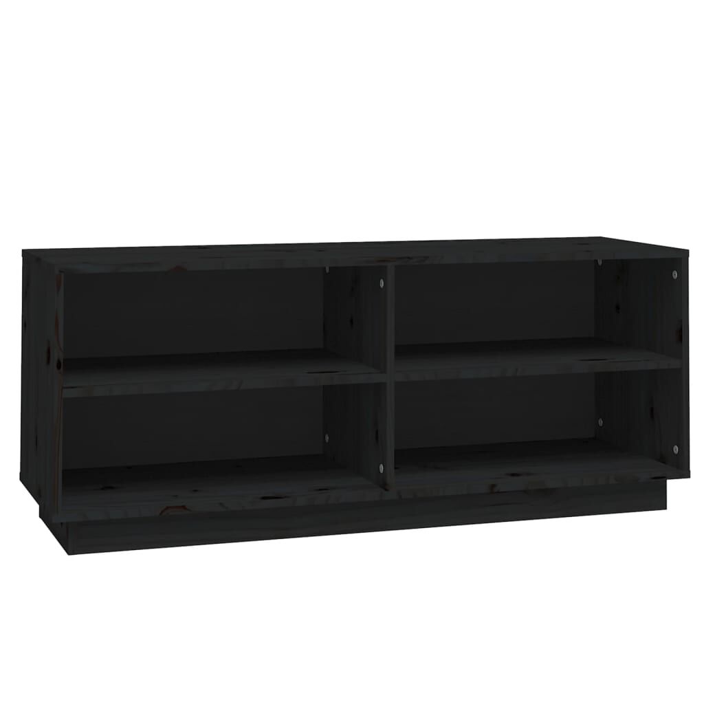 vidaXL Παπουτσοθήκη Μαύρη 110 x 34 x 45 εκ. από Μασίφ Ξύλο Πεύκου