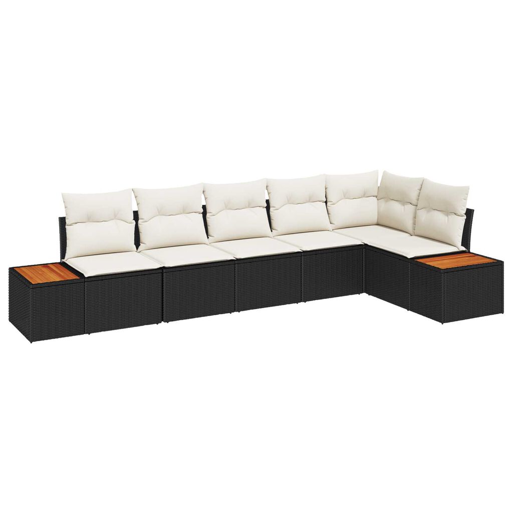 vidaXL Σετ Καναπέ Κήπου 6 pcs Μαύρο και κρεμ 319 x 154 x 85 εκ.
