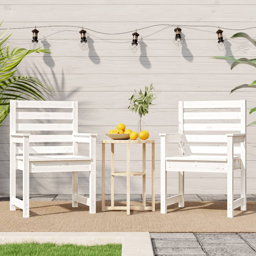 vidaXL Καρέκλες Κήπου 2 τεμ. Λευκές 60x48x91 εκ. Μασίφ Ξύλο Πεύκου