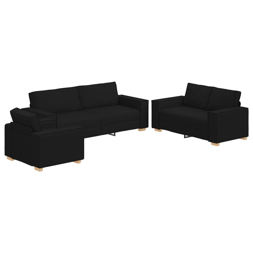vidaXL Σετ Καναπέ με μαξιλάρι 3 pcs Μαύρο 220 x 78 x 84 εκ. ύφασμα