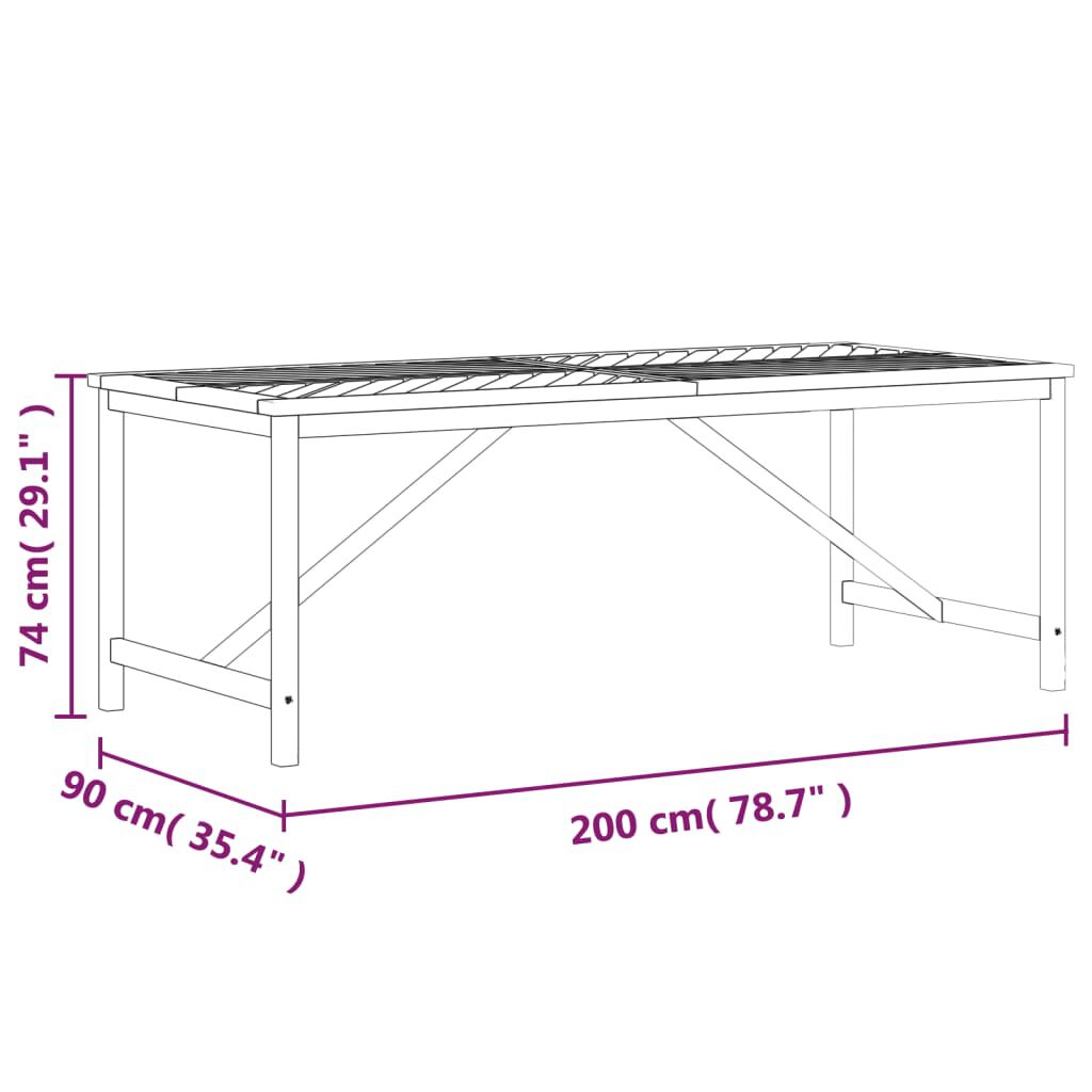 vidaXL Τραπεζαρία Κήπου 200 x 90 x 74 εκ. από Μασίφ Ξύλο Ακακίας