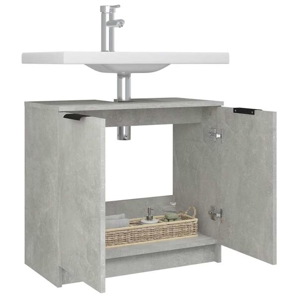 vidaXL Ντουλάπι Μπάνιου Γκρι Σκυροδέματος 64,5x33,5x59 εκ. Επεξ. Ξύλο