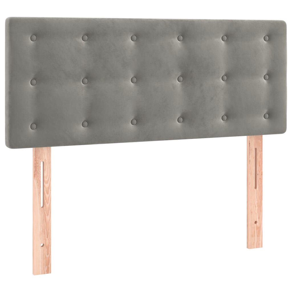 vidaXL Κρεβάτι Boxspring με Στρώμα Ανοιχτό Γκρι 90x200 εκ. Βελούδινο