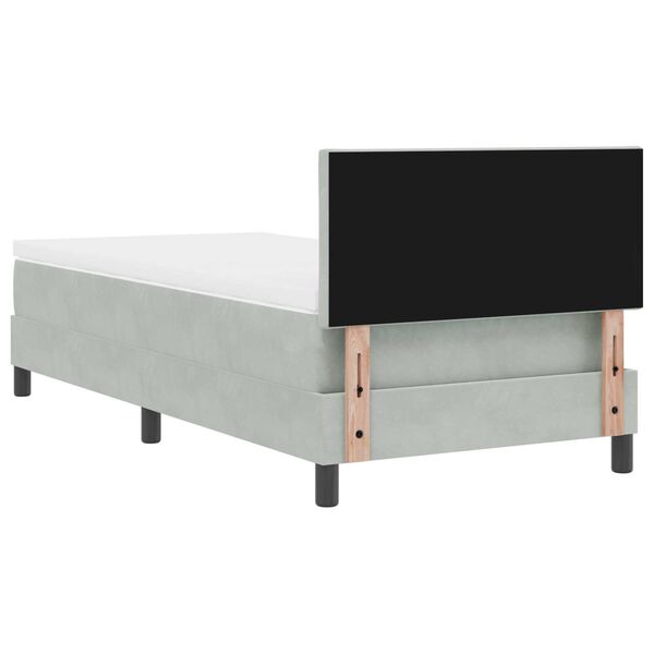 vidaXL κρεβάτι τύπου box spring με στρώμα & LED φως Γκρι 90x190 εκ Βελούδο