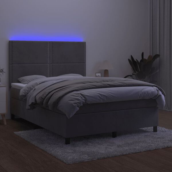 vidaXL &Kappa;&rho;&epsilon;&beta;ά&tau;&iota; Boxspring &mu;&epsilon; &Sigma;&tau;&rho;ώ&mu;&alpha; & LED &Alpha;&nu;.&Gamma;&kappa;&rho;&iota; 140x200 &epsilon;&kappa;. &Beta;&epsilon;&lambda;&omicron;ύ&delta;&iota;&nu;&omicron;