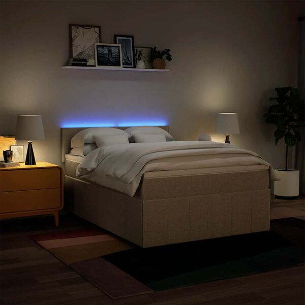 vidaXL &Kappa;&rho;&epsilon;&beta;ά&tau;&iota; Boxspring &mu;&epsilon; &Sigma;&tau;&rho;ώ&mu;&alpha; &Kappa;&rho;&epsilon;&mu; 140x190 &epsilon;&kappa;. &Upsilon;&phi;&alpha;&sigma;&mu;ά&tau;&iota;&nu;&omicron;