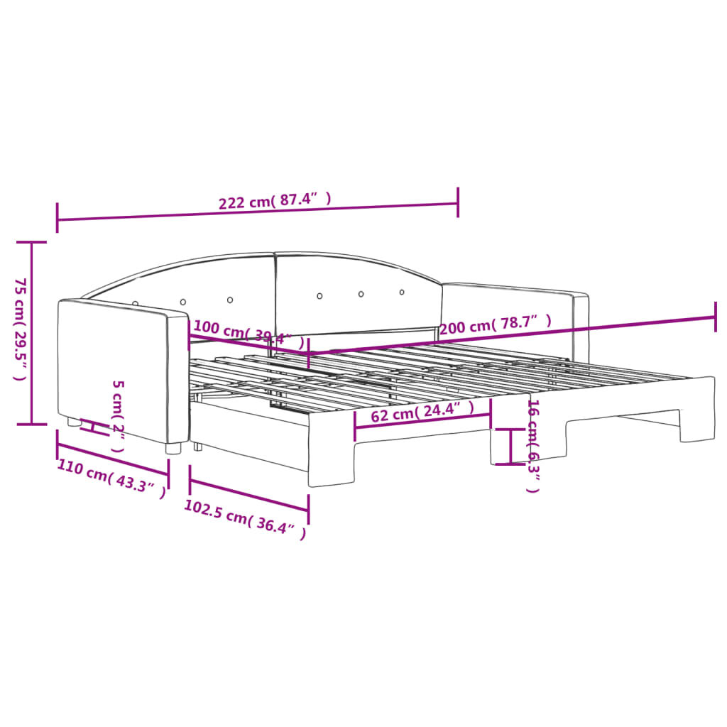 vidaXL Καναπές Κρεβάτι Συρόμενος Μπλε 100 x 200 εκ. Βελούδινος