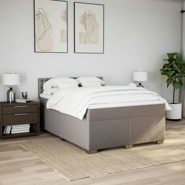 vidaXL &Kappa;&rho;&epsilon;&beta;ά&tau;&iota; Boxspring &mu;&epsilon; &Sigma;&tau;&rho;ώ&mu;&alpha; Taupe 160x200 &epsilon;&kappa;. &Upsilon;&phi;&alpha;&sigma;&mu;ά&tau;&iota;&nu;&omicron;