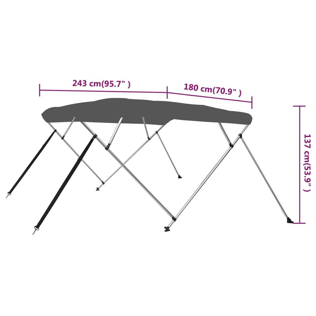 vidaXL Τέντα Σκάφους με 4 Αψίδες Ανθρακί 243x180x137 εκ.