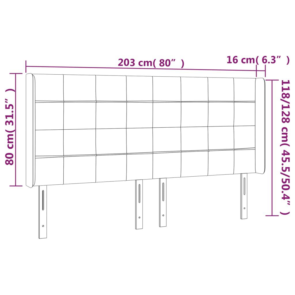 vidaXL Κεφαλάρι με Πτερύγια Μαύρο 203x16x118/128 εκ. Βελούδινο