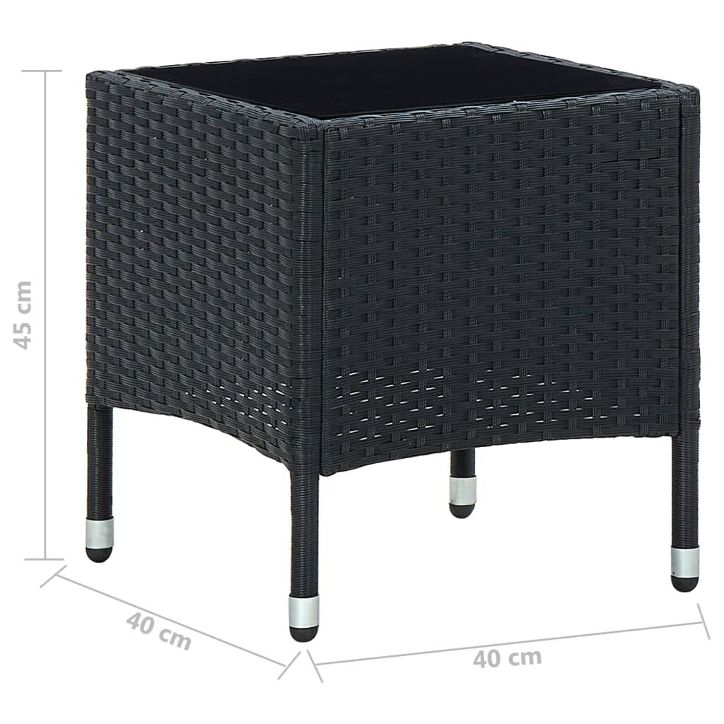 vidaXL Τραπέζι Κήπου Μαύρο 40 x 40 x 45 εκ. από Συνθετικό Ρατάν