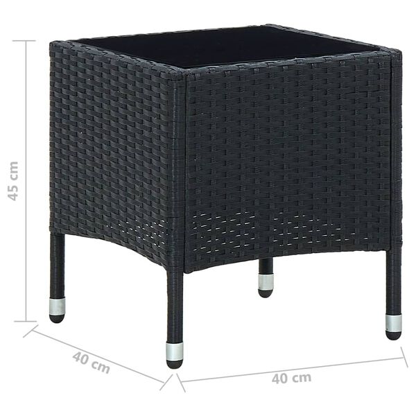 vidaXL Τραπέζι Κήπου Μαύρο 40 x 40 x 45 εκ. από Συνθετικό Ρατάν