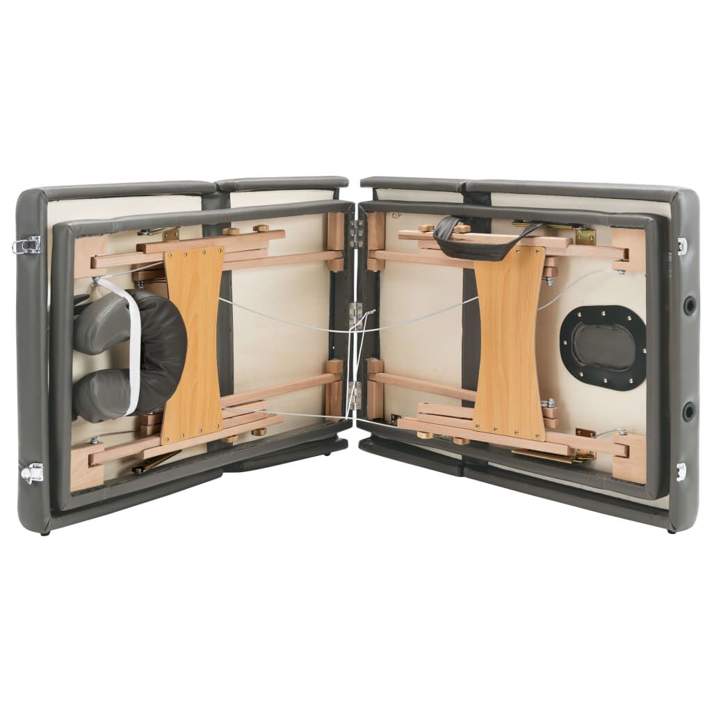 vidaXL Κρεβάτι Μασάζ 4 Θέσεων Ανθρακί 186x68 εκ. με Ξύλινο Σκελετό