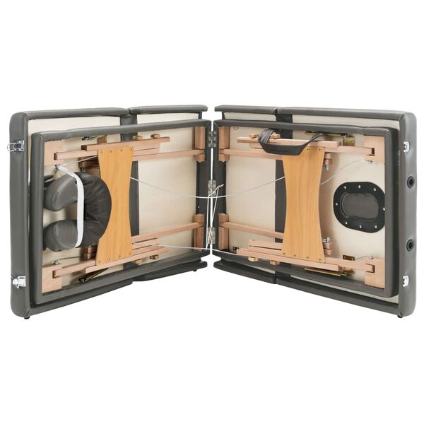 vidaXL Κρεβάτι Μασάζ 4 Θέσεων Ανθρακί 186x68 εκ. με Ξύλινο Σκελετό