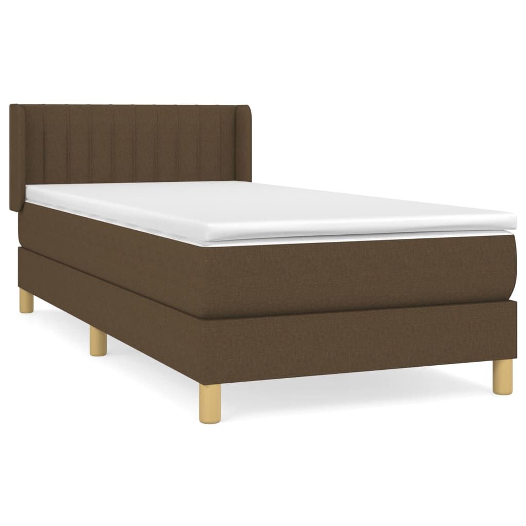 vidaXL Κρεβάτι Boxspring με Στρώμα Σκούρο Καφέ 80x200 εκ. Υφασμάτινο