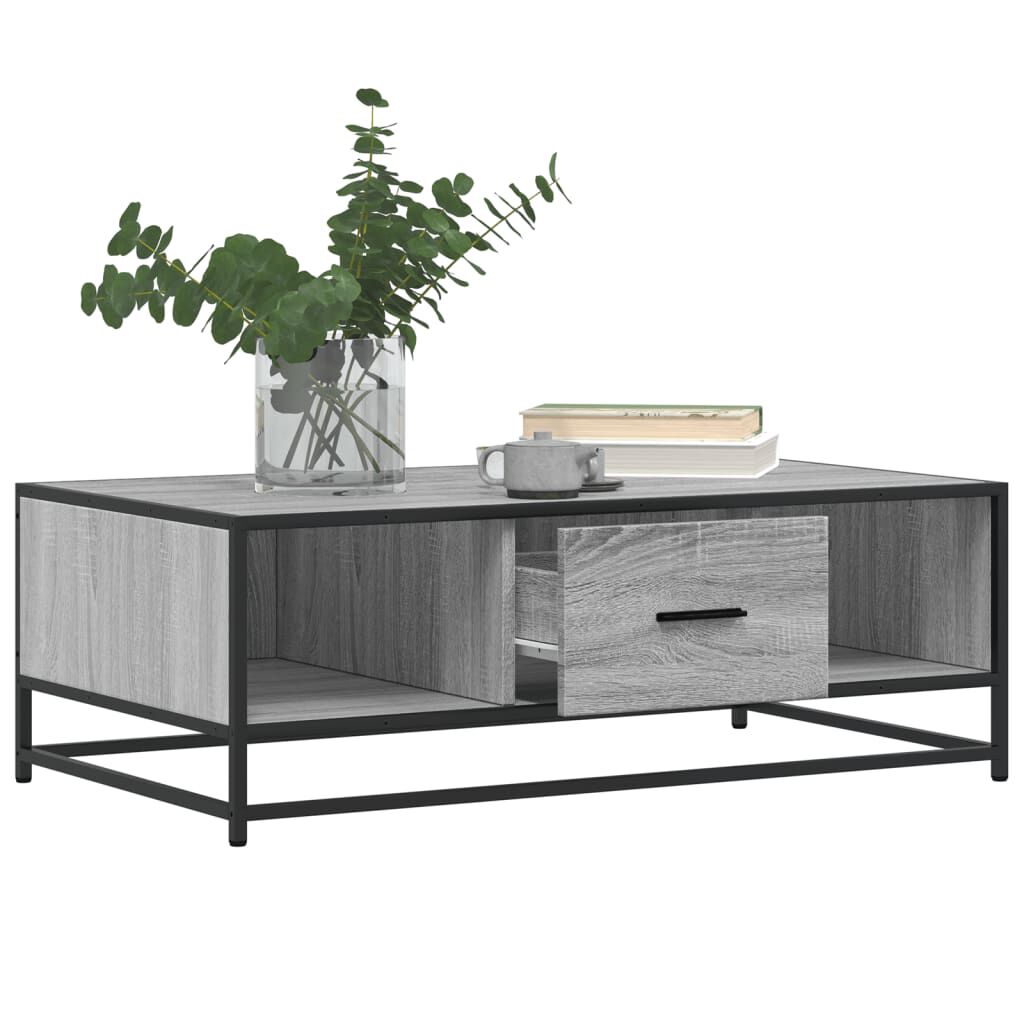 vidaXL Τραπεζάκι Σαλονιού Γκρι Sonoma 100x57x35 εκ Επεξ Ξύλο + Μέταλλο