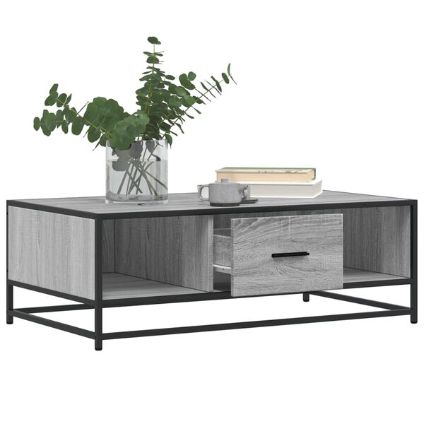 vidaXL Τραπεζάκι Σαλονιού Γκρι Sonoma 100x57x35 εκ Επεξ Ξύλο + Μέταλλο