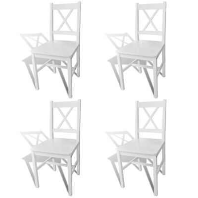 vidaXL Καρέκλες Τραπεζαρίας 4 τεμ. Λευκές από Ξύλο Πεύκου