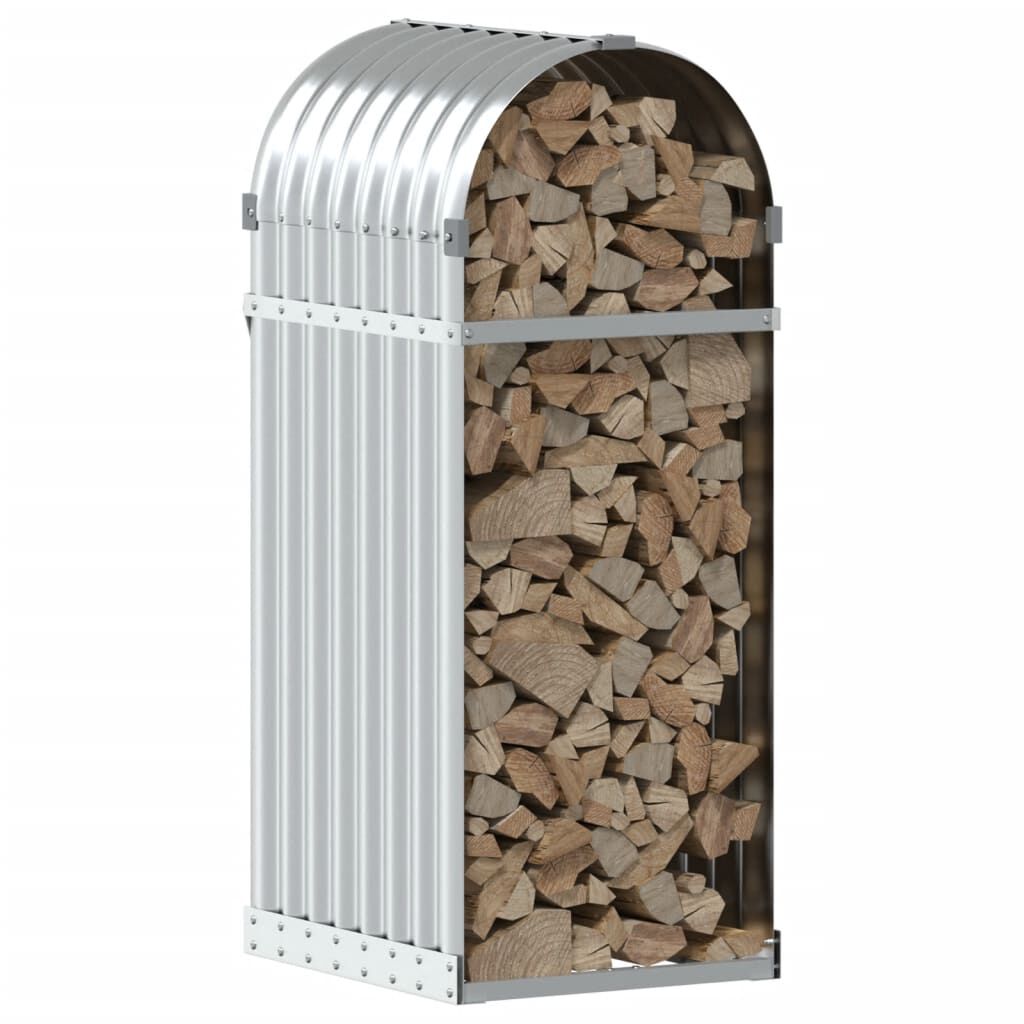 vidaXL Ξυλοθήκη Ασημί 40x45x100 εκ. από Γαλβανισμένο Ατσάλι
