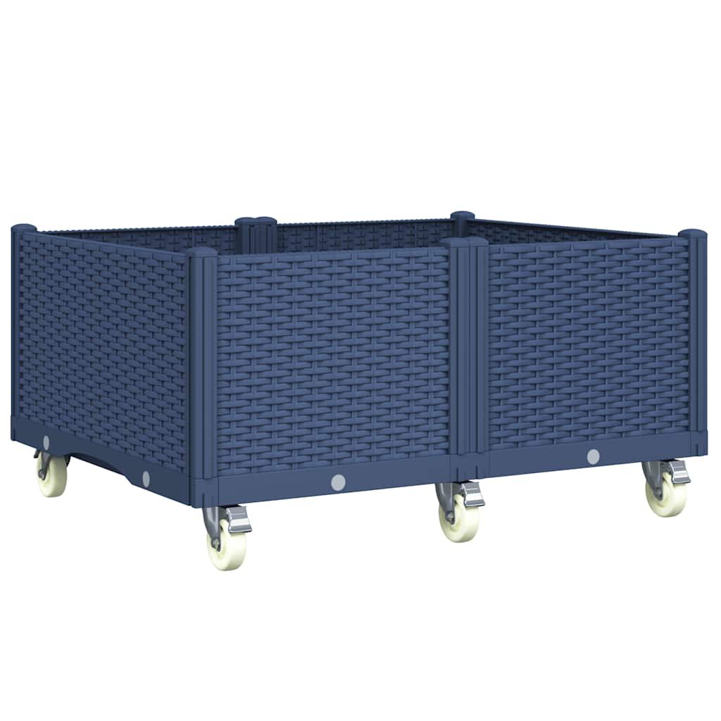 vidaXL Ζαρντινιέρα Κήπου με Ροδάκια Μπλε Γκρι 100x80x54εκ. Πολυπροπυλένιο