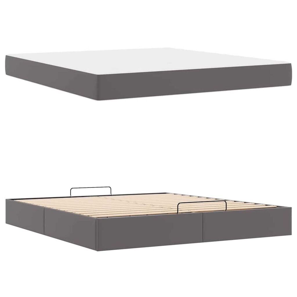 vidaXL Σκελετός κρεβατιού με στρώμα Γκρι 180 x 200 cm Τεχνητό δέρμα