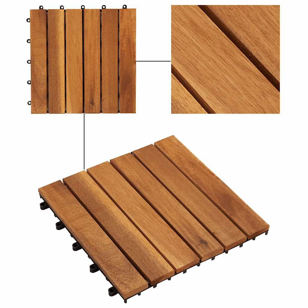 vidaXL Πλακάκια Deck 10 τεμ. Γκρι Πατίνα 30x30 εκ. Μασίφ Ξύλο Ακακίας
