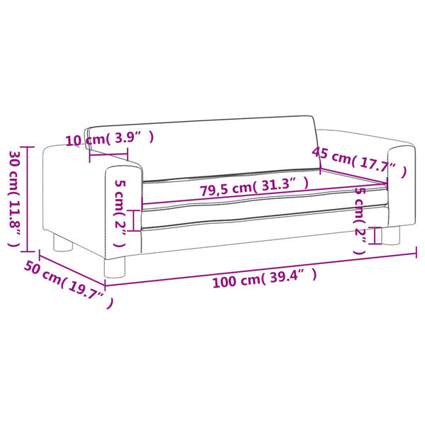 vidaXL Καναπές Παιδικός με Υποπόδιο Κρεμ 100 x 50 x 30 εκ. Συνθ. Δέρμα