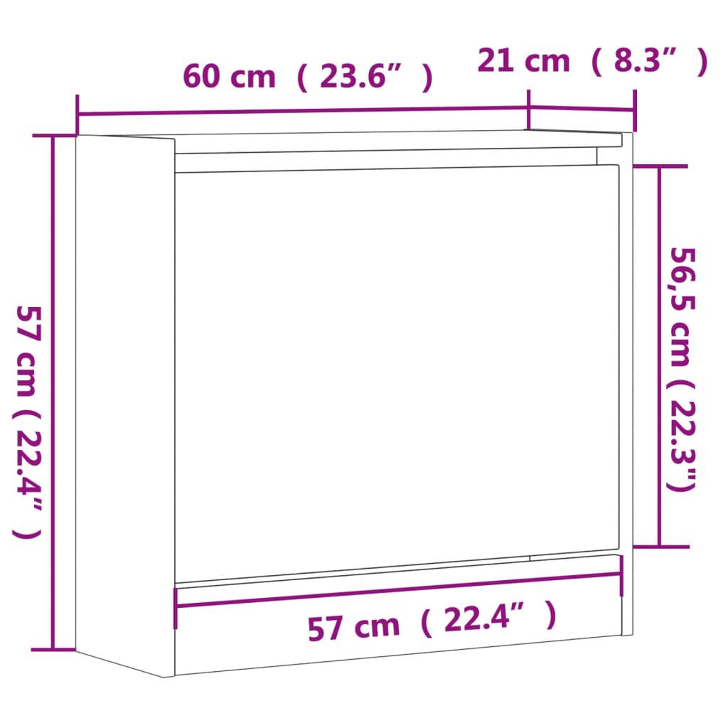 vidaXL Παπουτσοθήκη Sonoma Δρυς 60x21x57 εκ. από Επεξεργασμένο Ξύλο