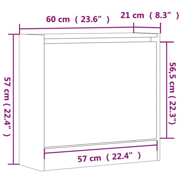 vidaXL Παπουτσοθήκη Sonoma Δρυς 60x21x57 εκ. από Επεξεργασμένο Ξύλο