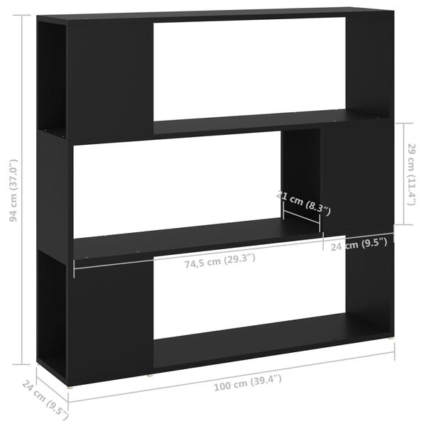 vidaXL Βιβλιοθήκη/Διαχωριστικό Χώρου Μαύρο 100 x 24 x 94 εκ.