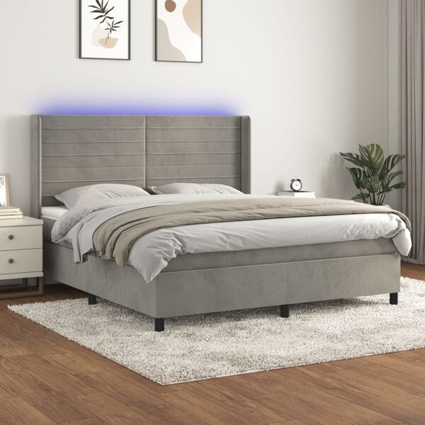 vidaXL &Kappa;&rho;&epsilon;&beta;ά&tau;&iota; Boxspring &mu;&epsilon; &Sigma;&tau;&rho;ώ&mu;&alpha; & LED &Alpha;&nu;.&Gamma;&kappa;&rho;&iota; 180x200 &epsilon;&kappa;. &Beta;&epsilon;&lambda;&omicron;ύ&delta;&iota;&nu;&omicron;