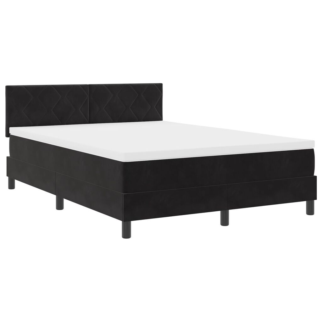 κρεβάτι box spring vidaXL με στρώμα Μαύρο 140x200 εκ. Βελούδο