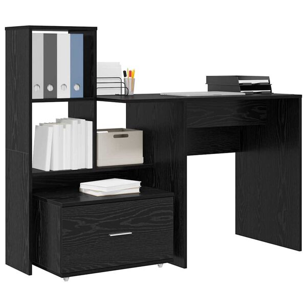 vidaXL Γραφείο Μαύρη δρυς 131.5 x 50 x 106.5 εκ. Επεξεργασμένο ξύλο
