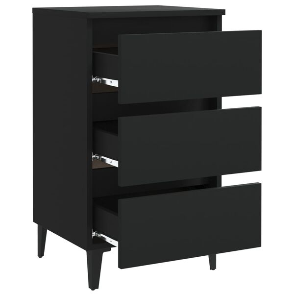vidaXL Κομοδίνα Μαύρα 2 Τεμ. 40 x 35 x 69 εκ. με Μεταλλικά Πόδια