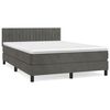 vidaXL Κρεβάτι Boxspring με Στρώμα Σκούρο Γκρι 140x190 εκ. Βελούδινο